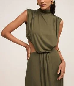 Vestido Longo em Helanca Cut Out com Costas Abertas