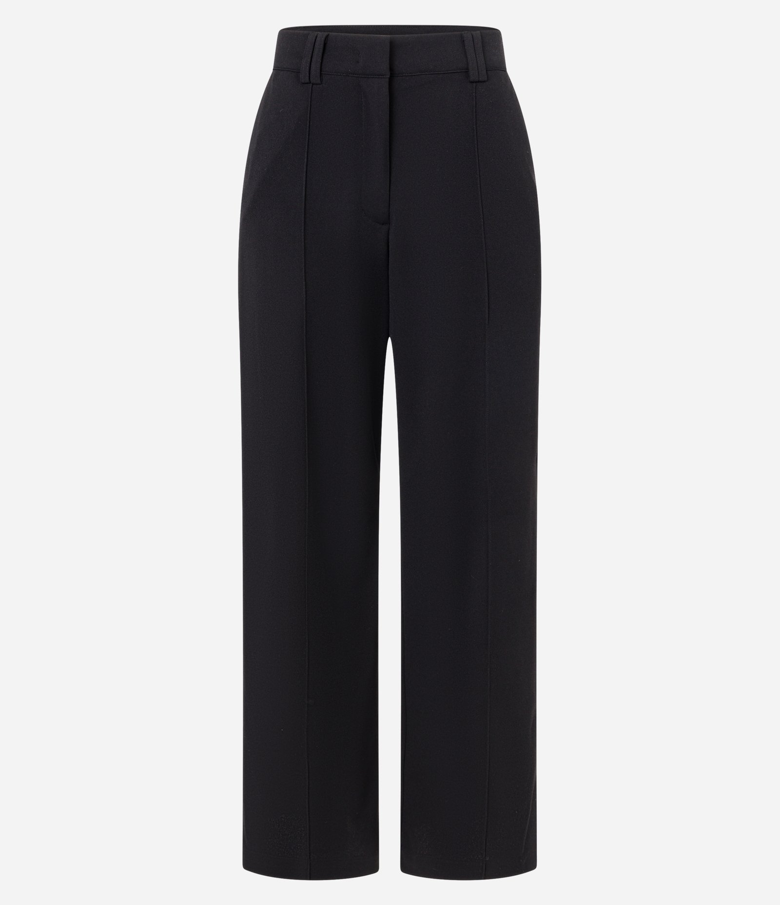 Calça Wide Leg Cintura Alta em Crepe com Pregas no Cós e Botão Preto 5