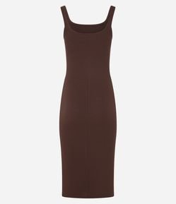 Vestido Midi Básico com Decote Quadrado