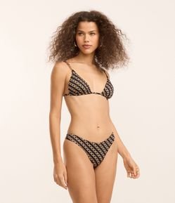 Biquíni Calcinha Asa Delta em Microfibra com Estampa Correntes e Efeito Empina Bumbum