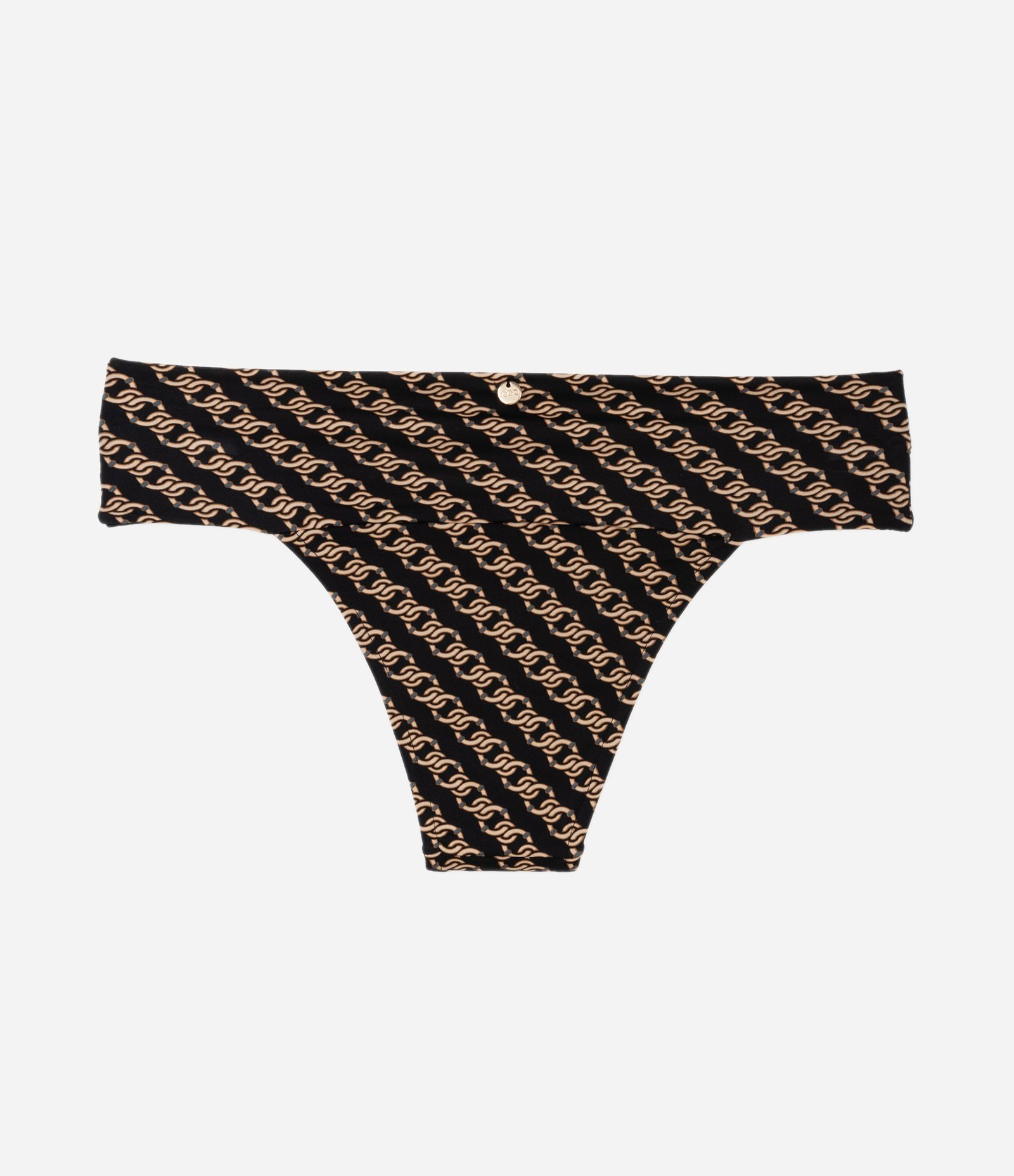 Biquíni Calcinha Pala Larga em Microfibra Estampada de Correntes Preto 6