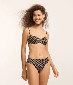 Biquíni Calcinha Pala Larga em Microfibra Estampada de Correntes