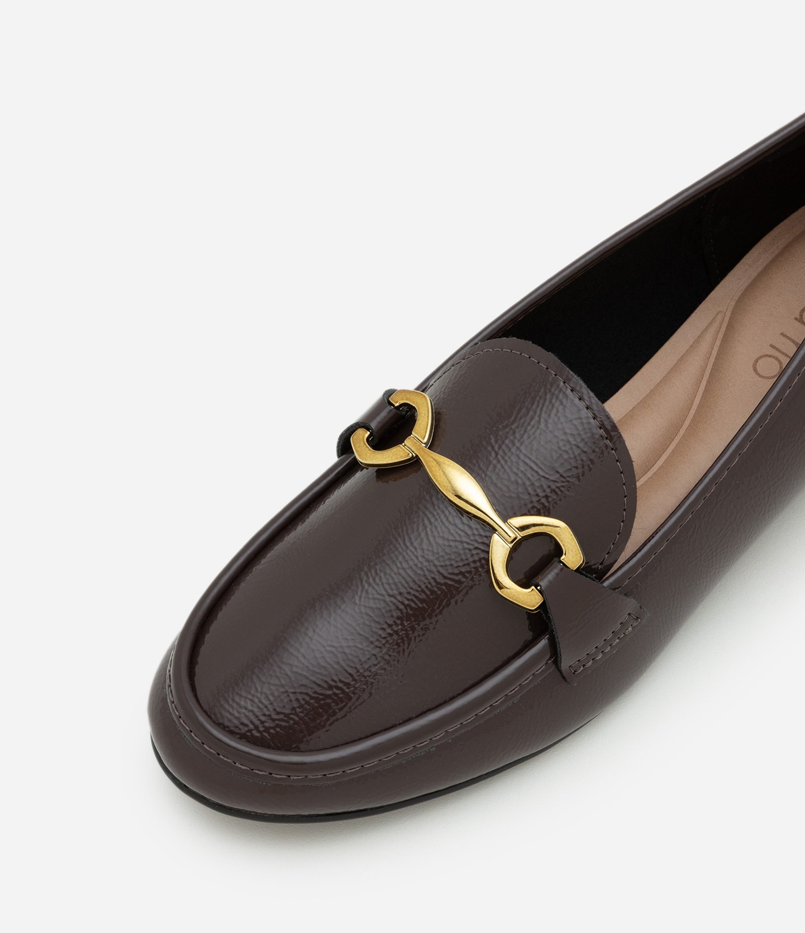 Sapato Loafer em PU com Detalhe de Corrente em Metal Marrom 5