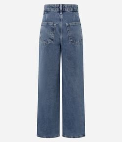 Calça Wide Leg Jeans com Puídos e Rasgo no Joelho