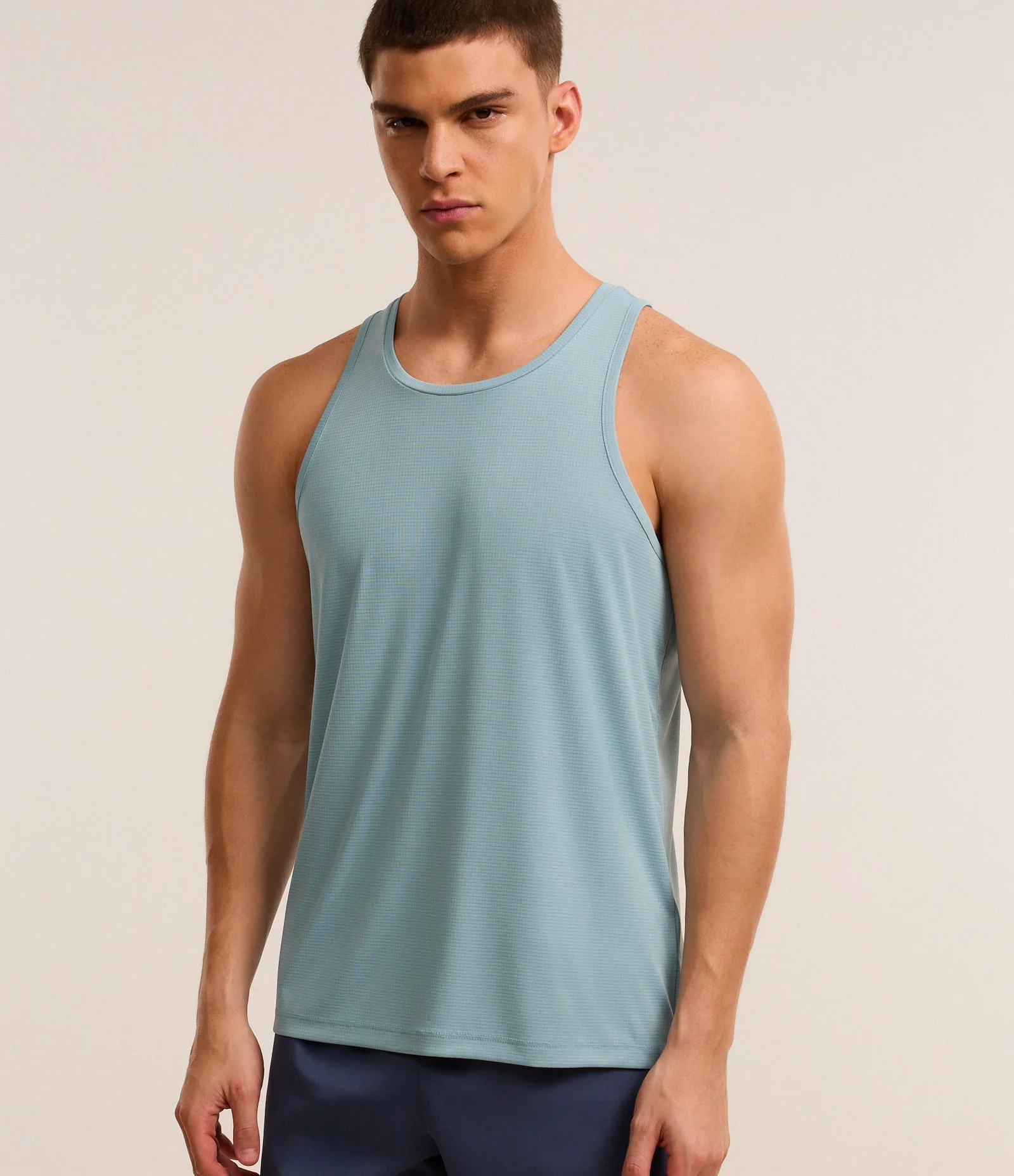 Regata Esportiva Nadador com Tecnologia Dry com Textura Quadriculada Azul 1