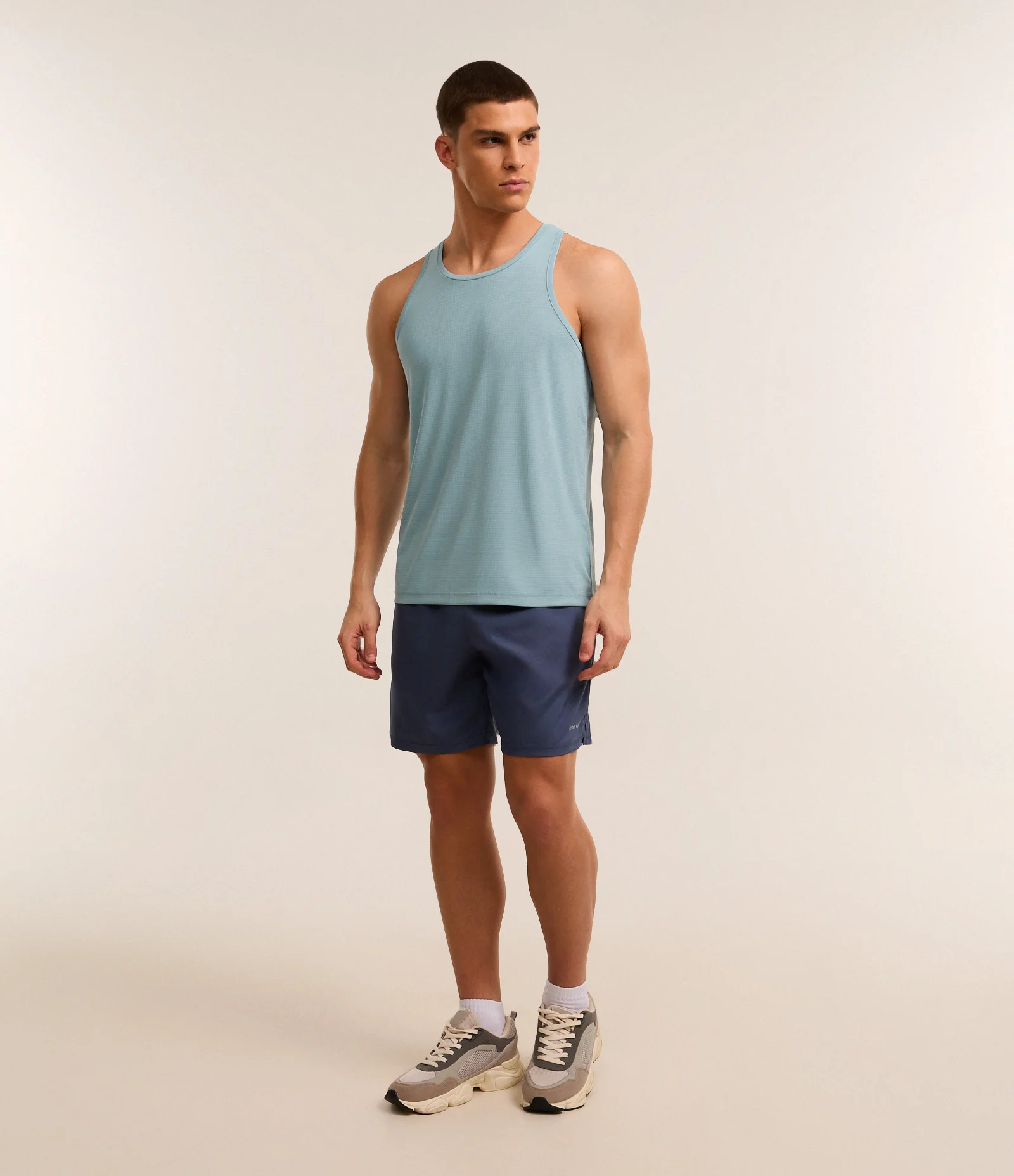 Regata Esportiva Nadador com Tecnologia Dry com Textura Quadriculada Azul 2