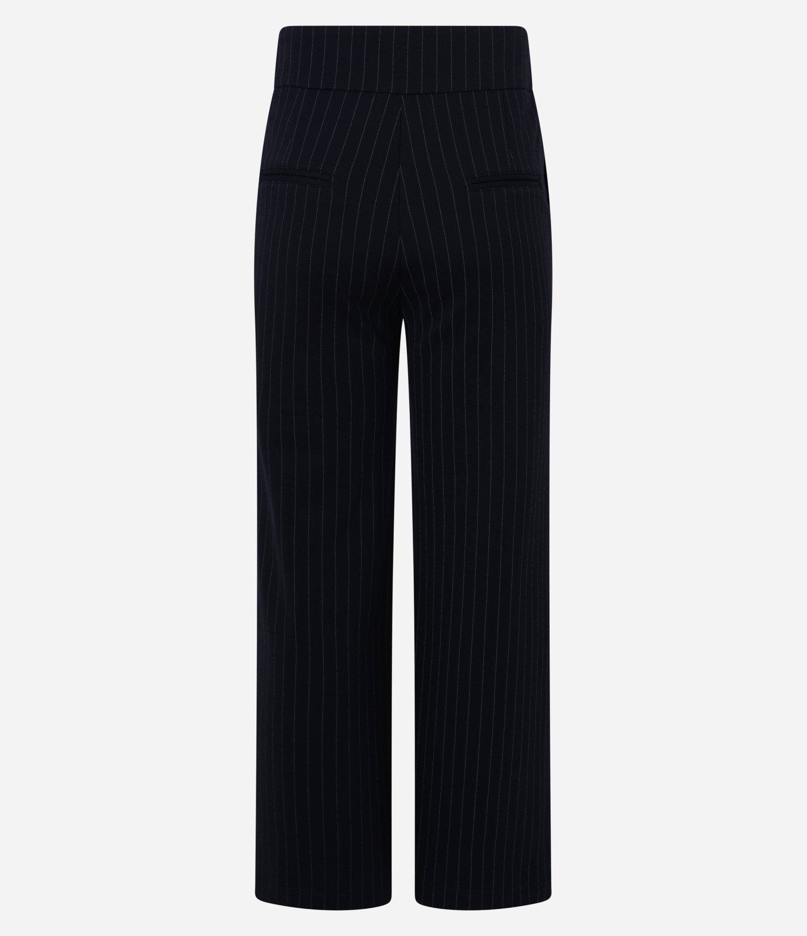 Calça Reta em Ponto Roma com Estampa Risca de Giz Azul 7