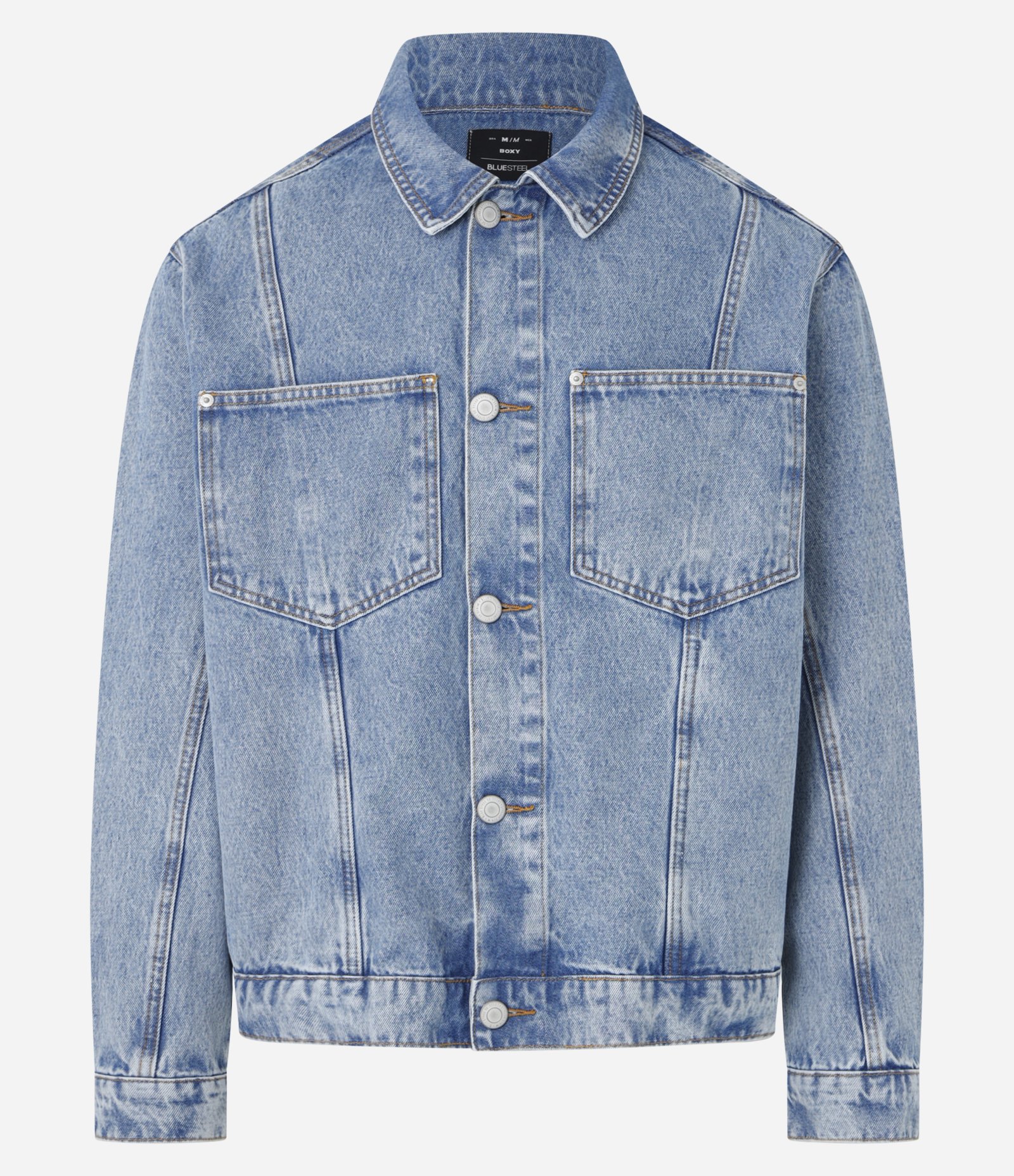Jaqueta Trucker Boxy em Jeans Vintage Azul 6