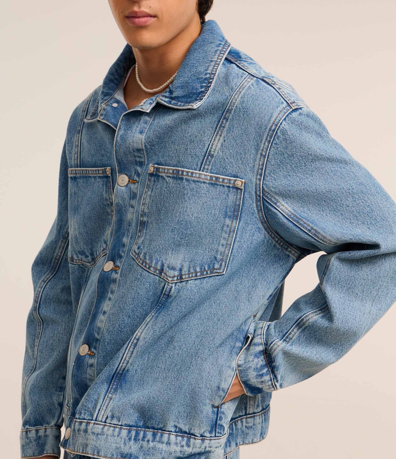 Jaqueta Trucker Boxy em Jeans Vintage Azul 3