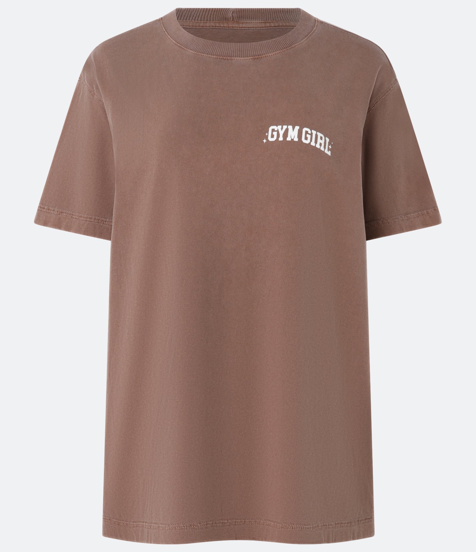 Camiseta Oversized Esportiva em Algodão Estonado com Estampa Gym Girl Marrom 4