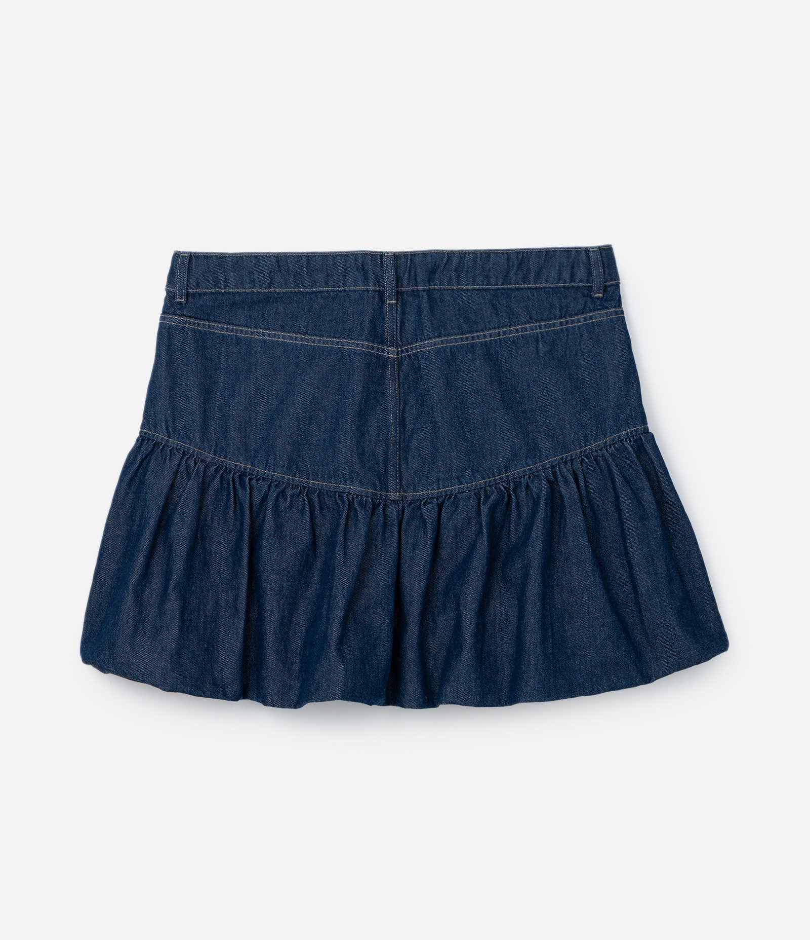 Saia Balonê Curta com Pala em Jeans Curve & Plus Size Azul 8