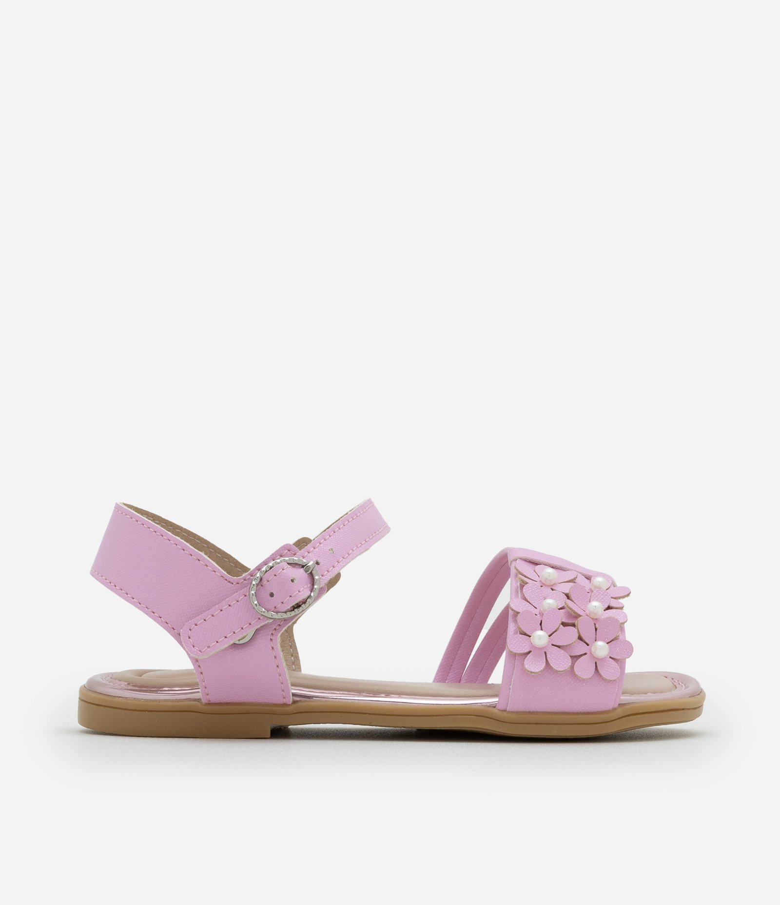 Sandália Infantil com Tiras e Florzinhas - Tam 20 ao 25 Rosa 5