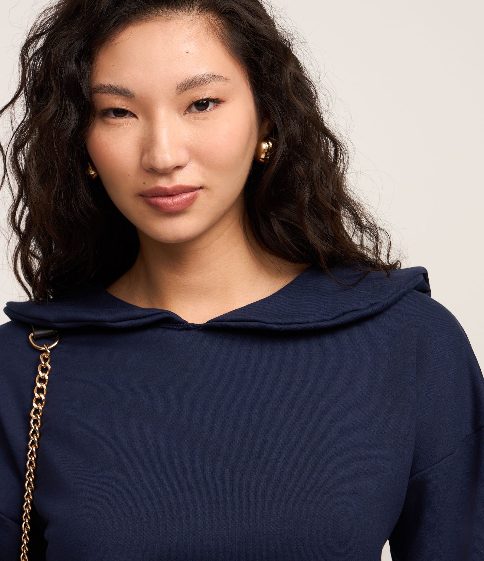 Blusa em Moletom com Gola Marinheiro Azul Marinho 4