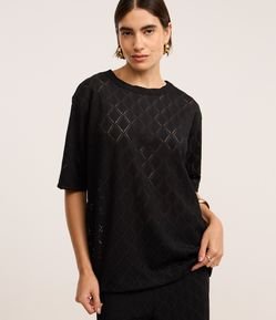 Blusa Alongada com Textura em Losangos