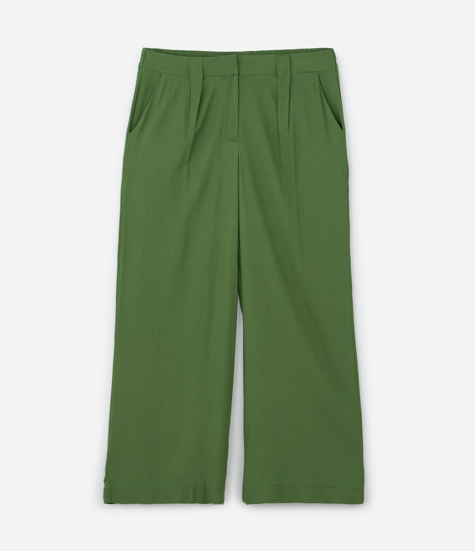 Calça Pantalona em Viscose com Pregas Curve & Plus Size Verde 5