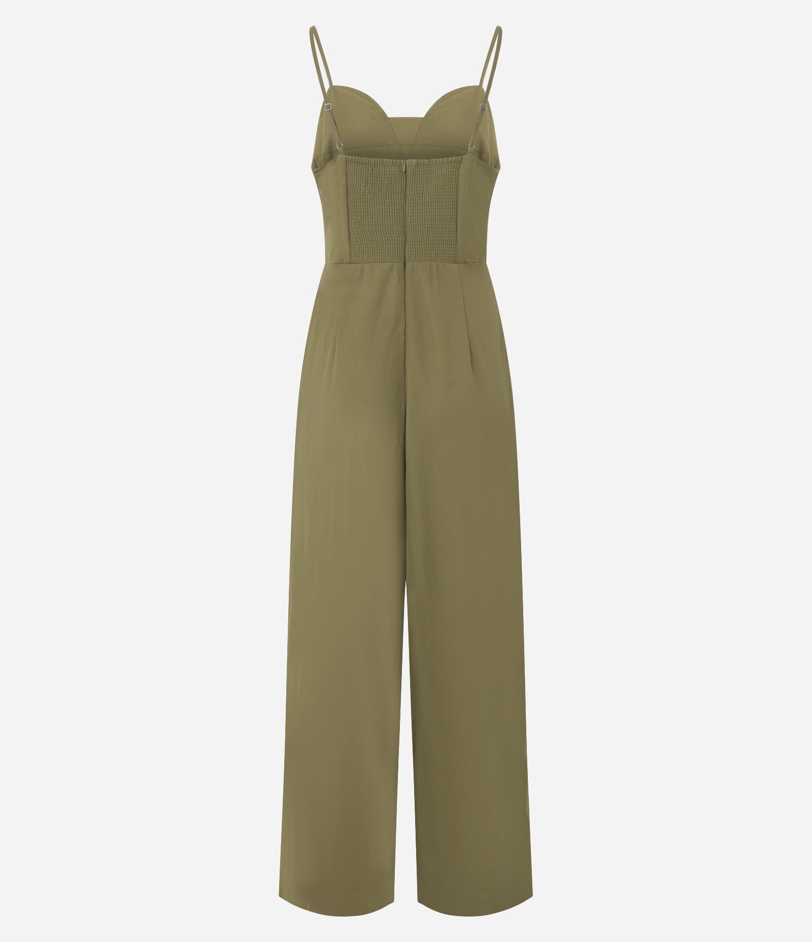 Macacão de Alça em Piquet com Recortes e Pregas Mostarda 7