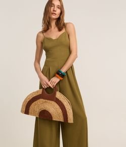 Macacão de Alça em Piquet com Recortes e Pregas