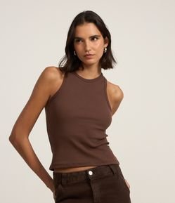 Blusa Regata Básica em Ribana com Leve Textura