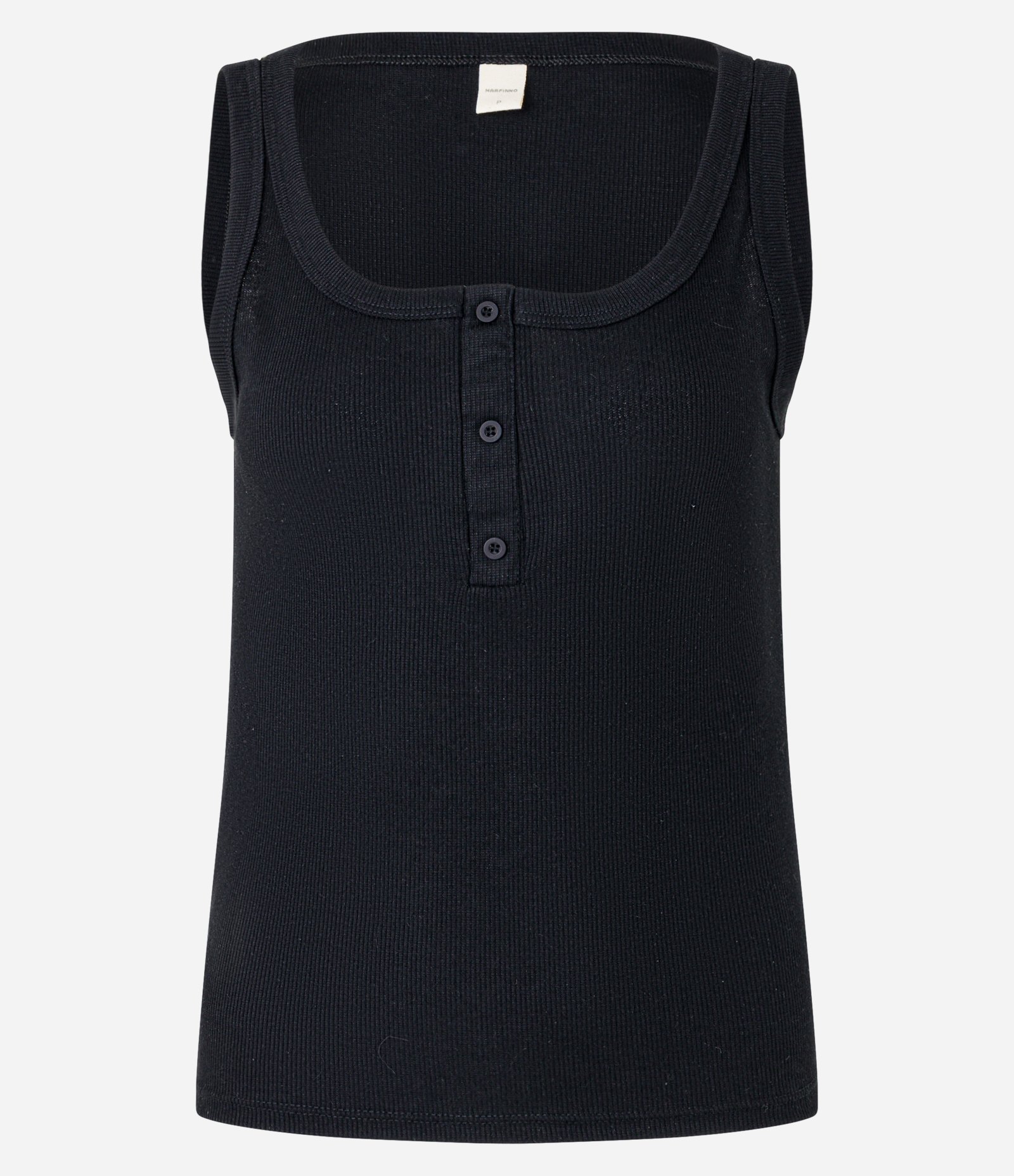 Blusa Regata em Ribana com Meia Vista de Botões Preto 5