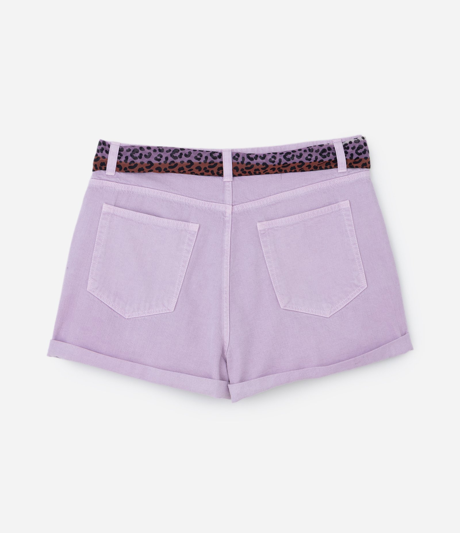 Short Mom em Sarja com Cinto de Faixa Animal Print Curve & Plus Size Lilás 6