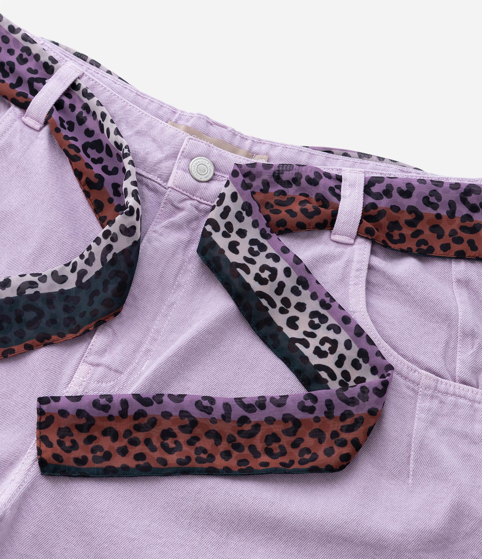 Short Mom em Sarja com Cinto de Faixa Animal Print Curve & Plus Size Lilás 9