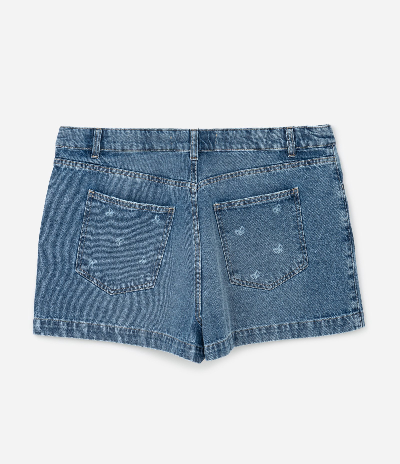 Short Jeans com Estampa de Lacinhos Curve & Plus Size Azul 7