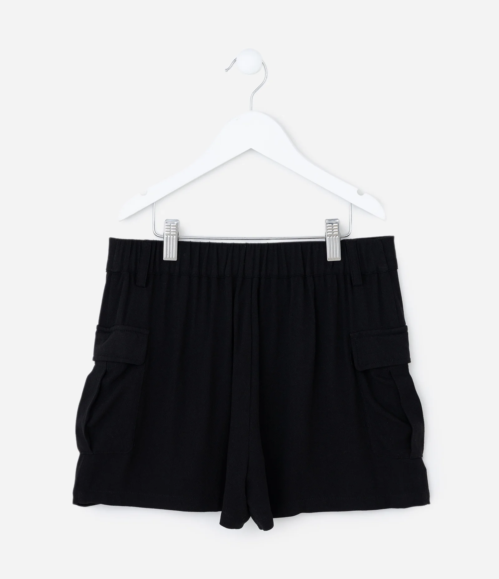 Short Infantil Reto em Viscose Alfaiatado com Bolso Cargo - Tam 5 a 14 Anos Preto 2