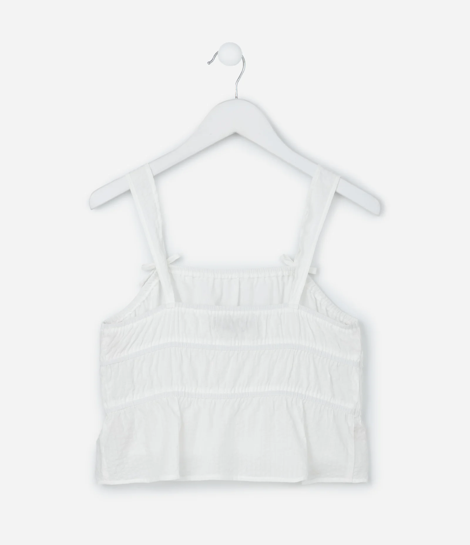 Blusa Infantil em Tricoline com Lacinhos - Tam 5 a 14 Anos Branco 2