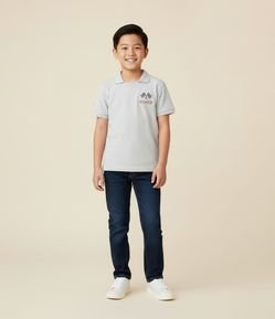 Camiseta Polo Infantil com Estampa Automobilismo - Tam 5 a 14 Anos