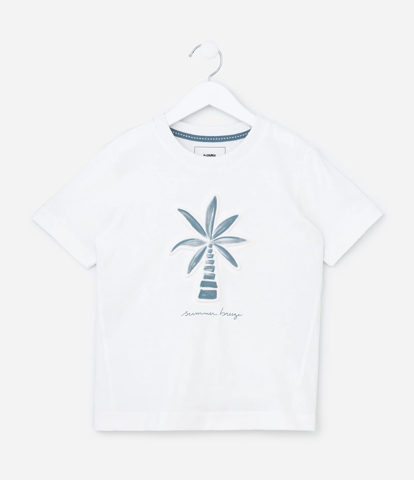 Camiseta Infantil com Estampa Relevo Coqueiro - Tam  5 a 14 Anos Branco 2