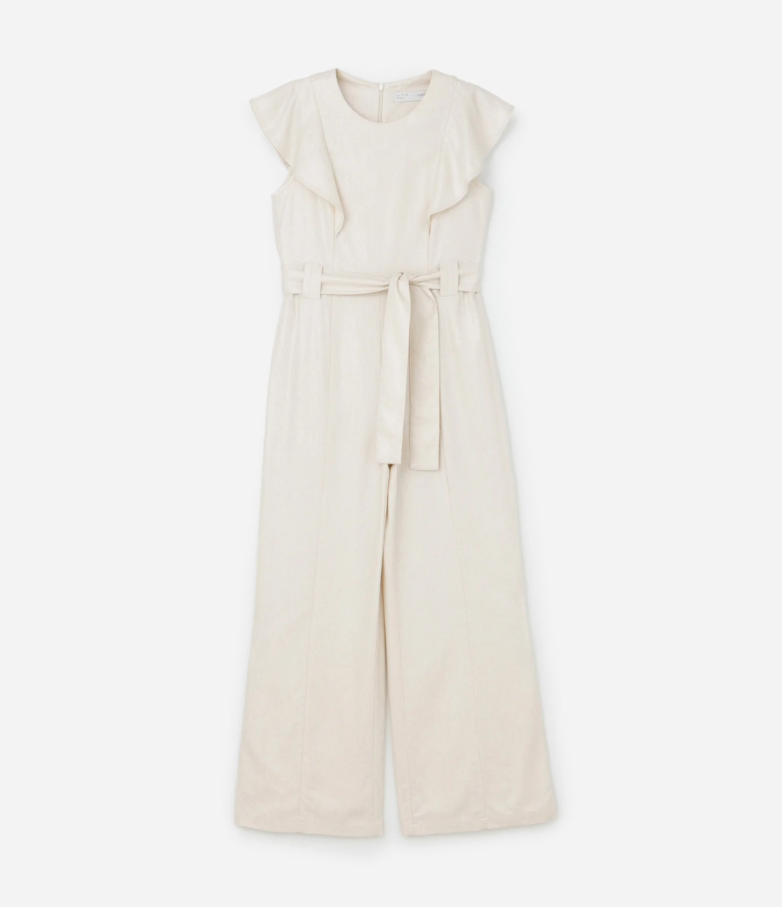 Macacão Infantil em Viscolinho com Cinto - Tam 5 a 14 Anos Bege 1