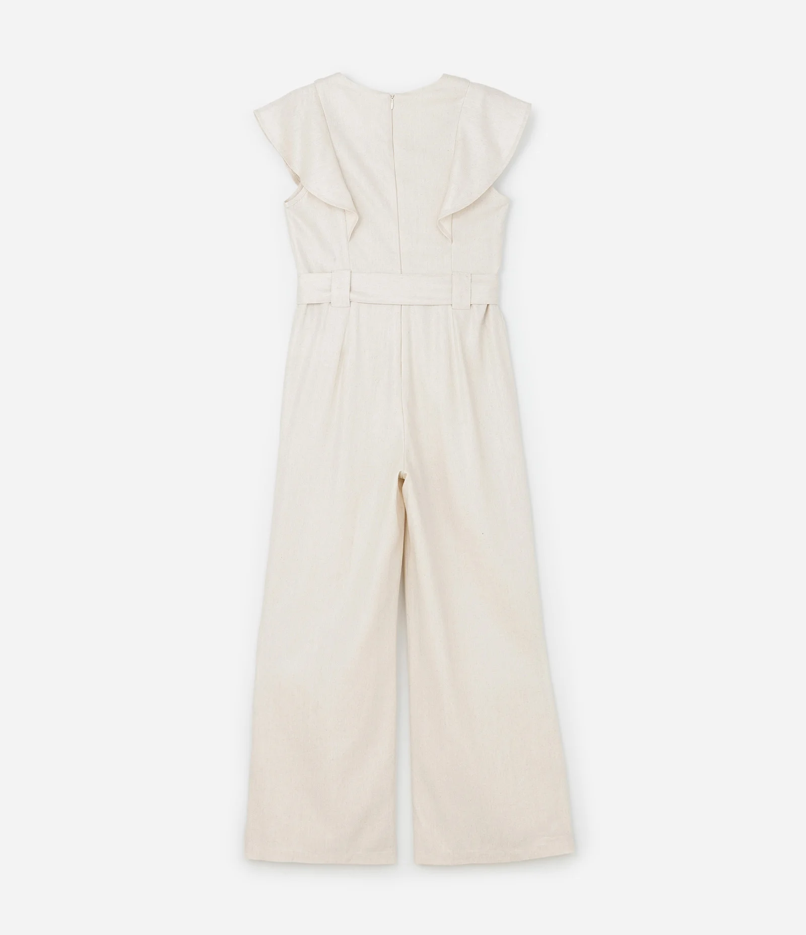 Macacão Infantil em Viscolinho com Cinto - Tam 5 a 14 Anos Bege 2