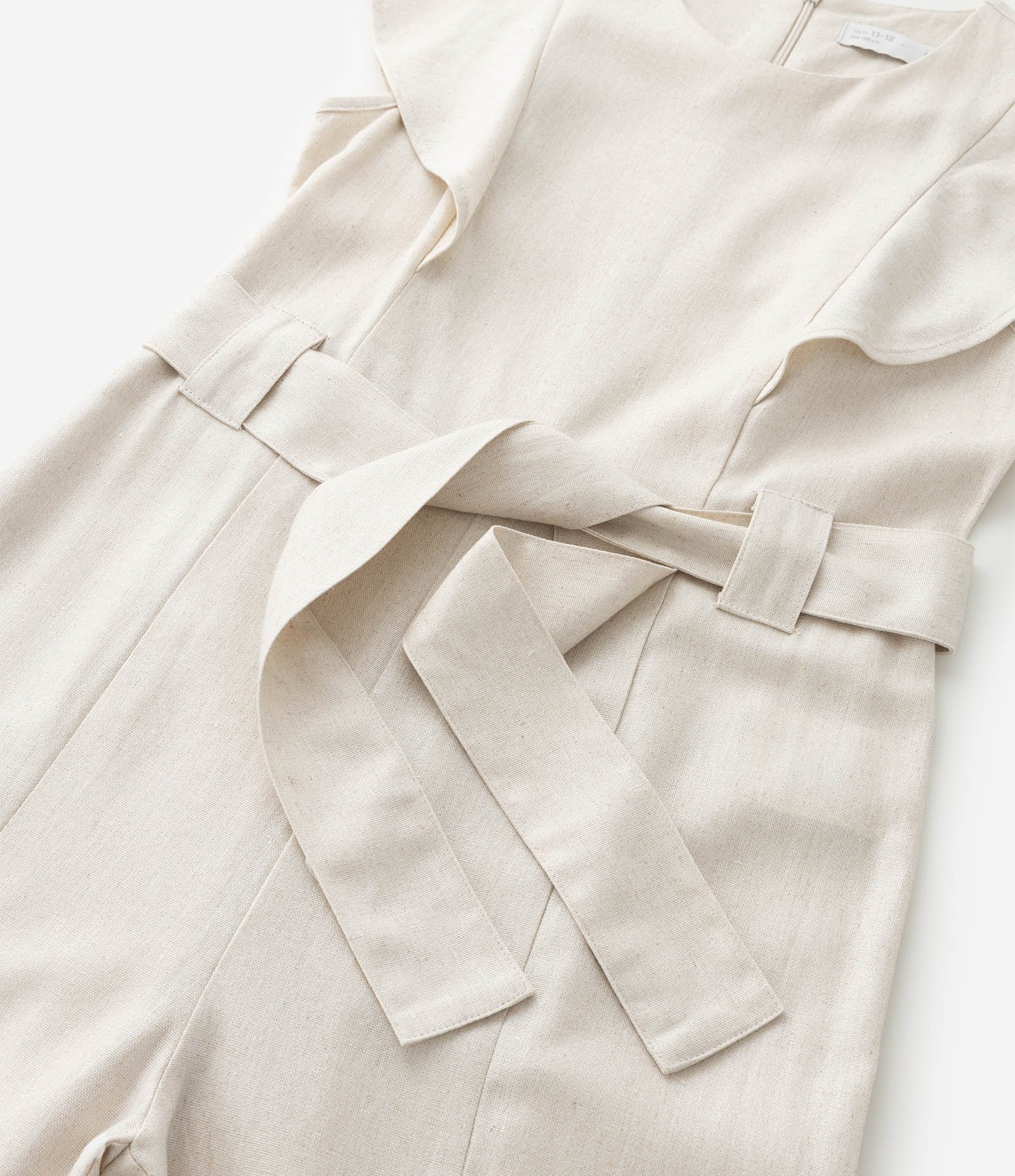 Macacão Infantil em Viscolinho com Cinto - Tam 5 a 14 Anos Bege 4