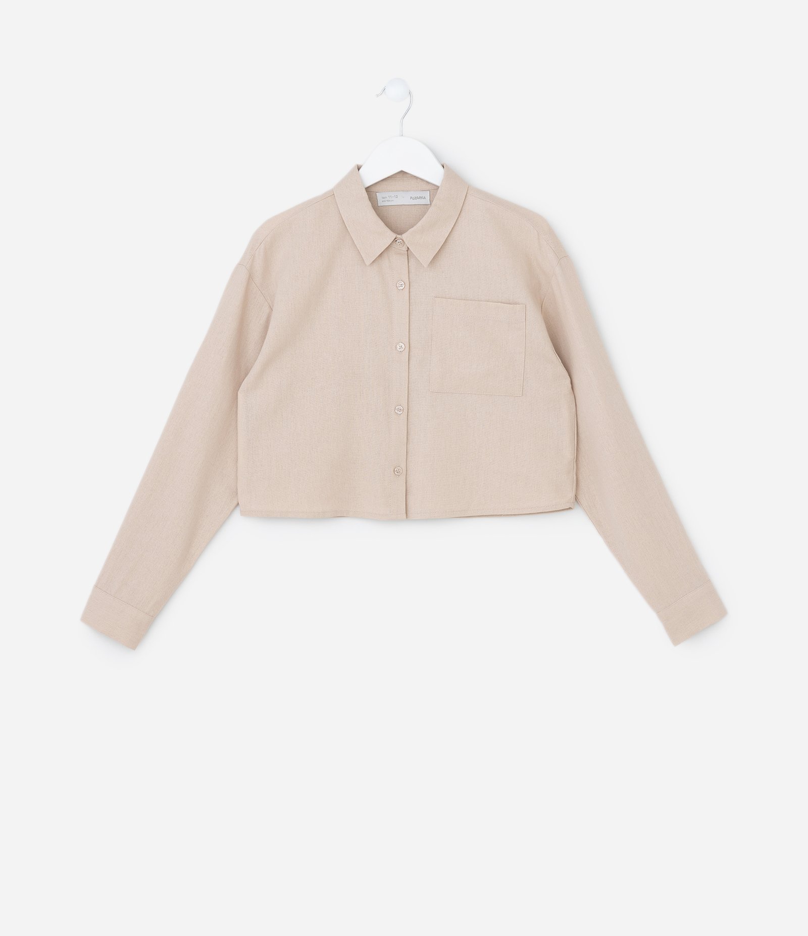 Camisa Infantil com Bolsinho - Tam 5 a 14 Anos Marrom 2