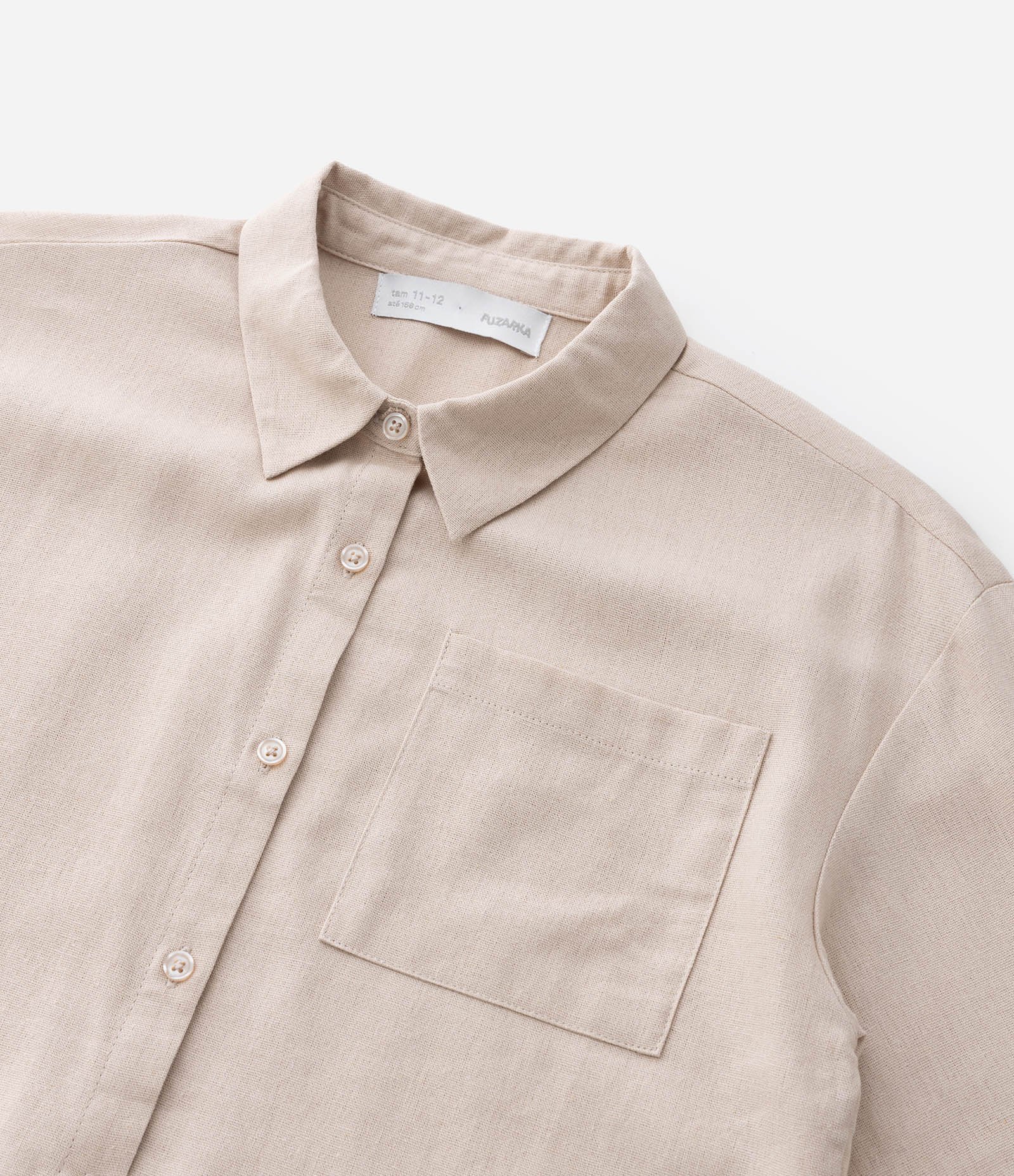 Camisa Infantil com Bolsinho - Tam 5 a 14 Anos Marrom 7