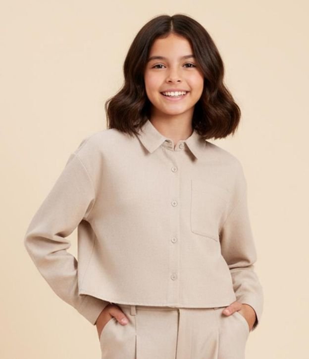 Camisa Infantil com Bolsinho - Tam 5 a 14 Anos