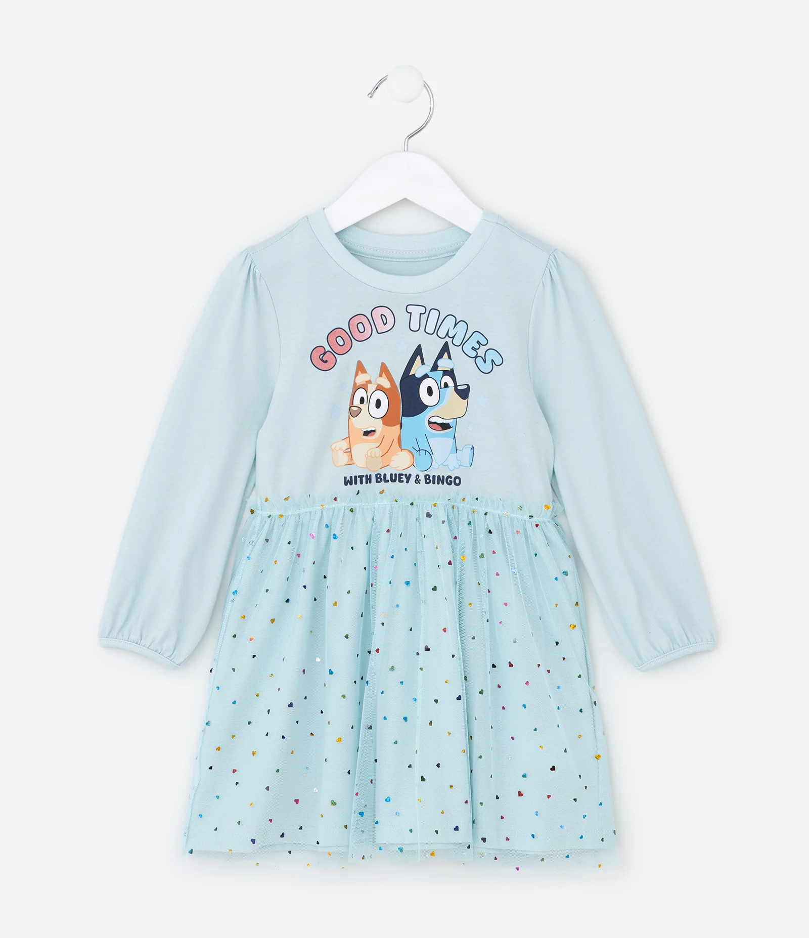 Vestido Infantil em Tule com Estampa Bluey - Tam 1 a 5 Anos Azul 1
