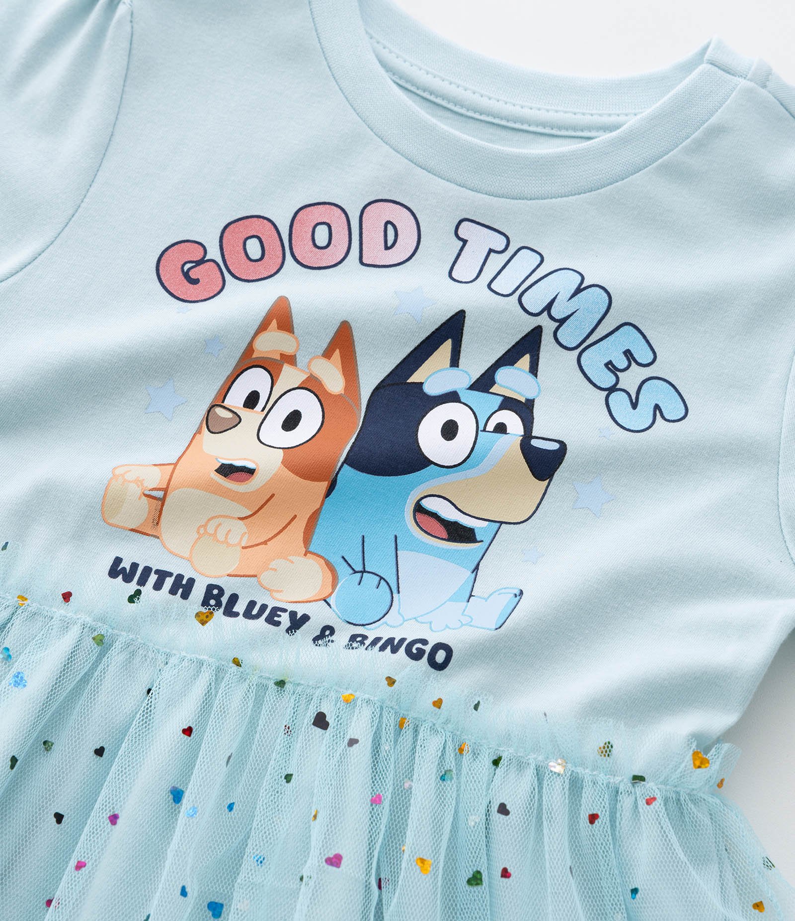 Vestido Infantil em Tule com Estampa Bluey - Tam 1 a 5 Anos Azul 6