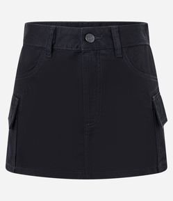 Saia Curta em Jeans com Bolsos Cargo