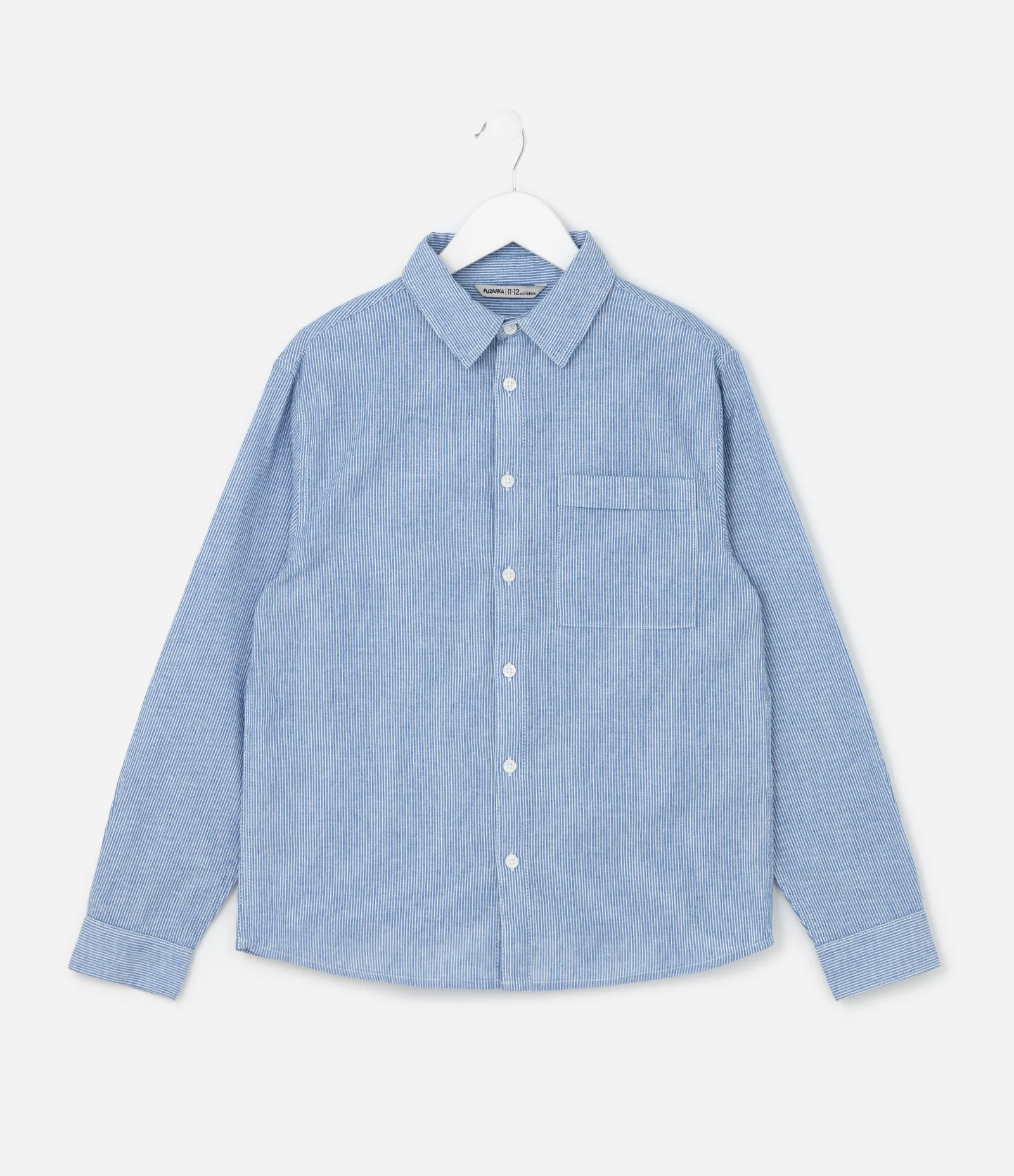 Camisa Infantil com Estampa de Listra e Texturizada - Tam 5 a 14 Anos Azul 1