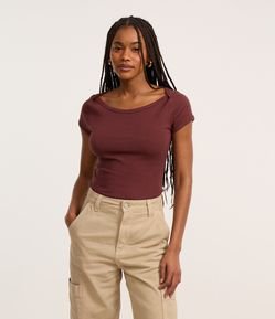 Blusa em Ribana com Manga Curta