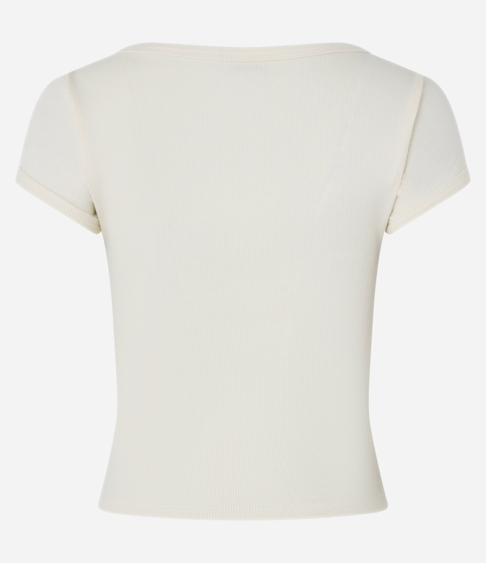 Blusa em Ribana com Manga Curta Bege 6