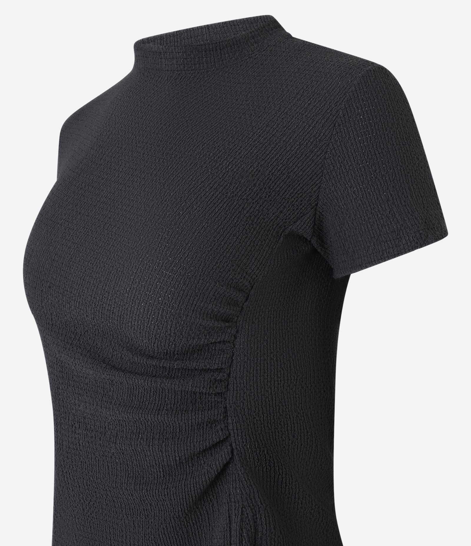 Blusa Texturizada com Golinha Alta e Franzido Preto 6