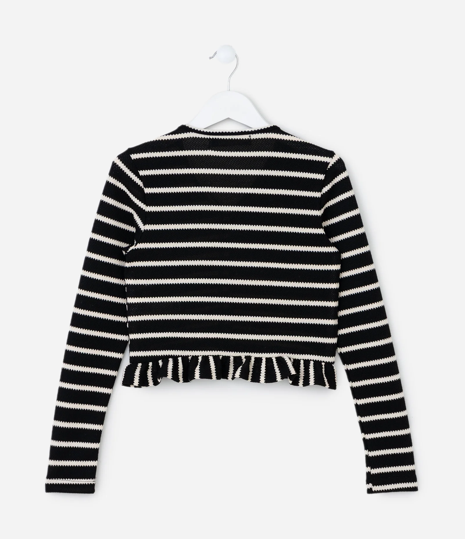 Blusa Curta Infantil com Lacinhos e Listras - Tam 5 a 14 Anos Preto/Branco 2