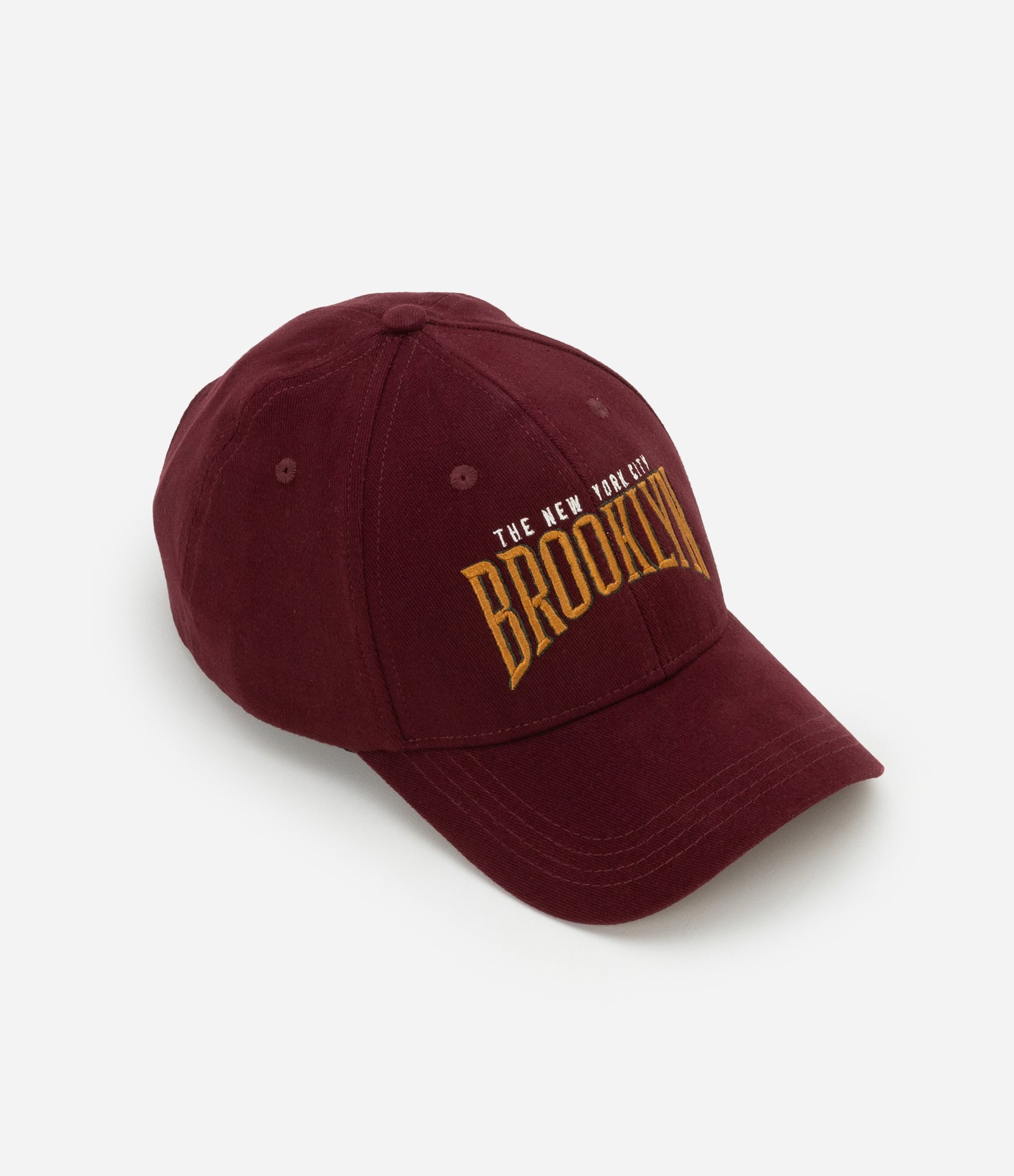 Boné em Sarja com Estampa Brooklyn Vermelho Vinho 5