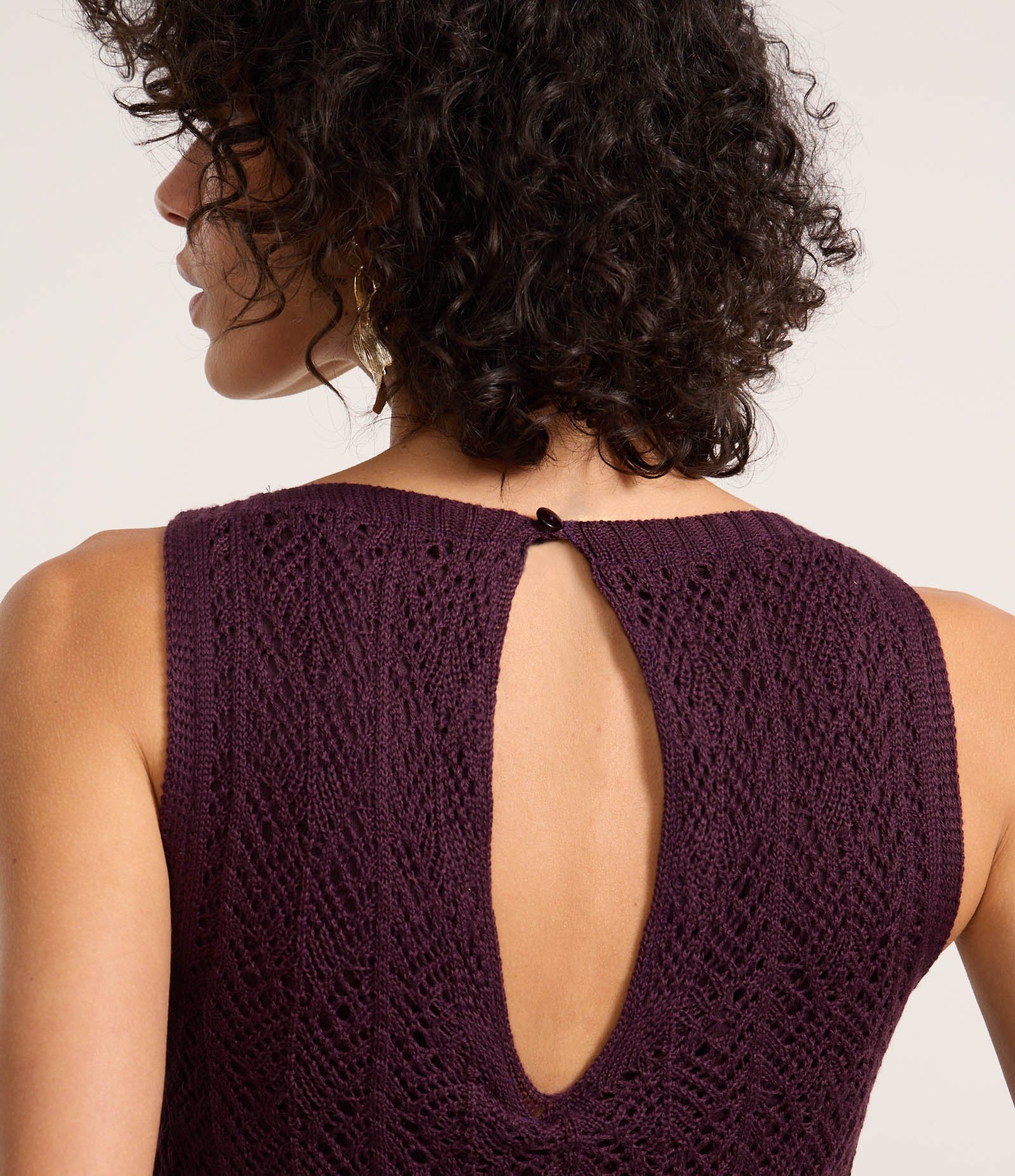 Vestido Reto Long Midi em Tricô Texturizado Bordô 4