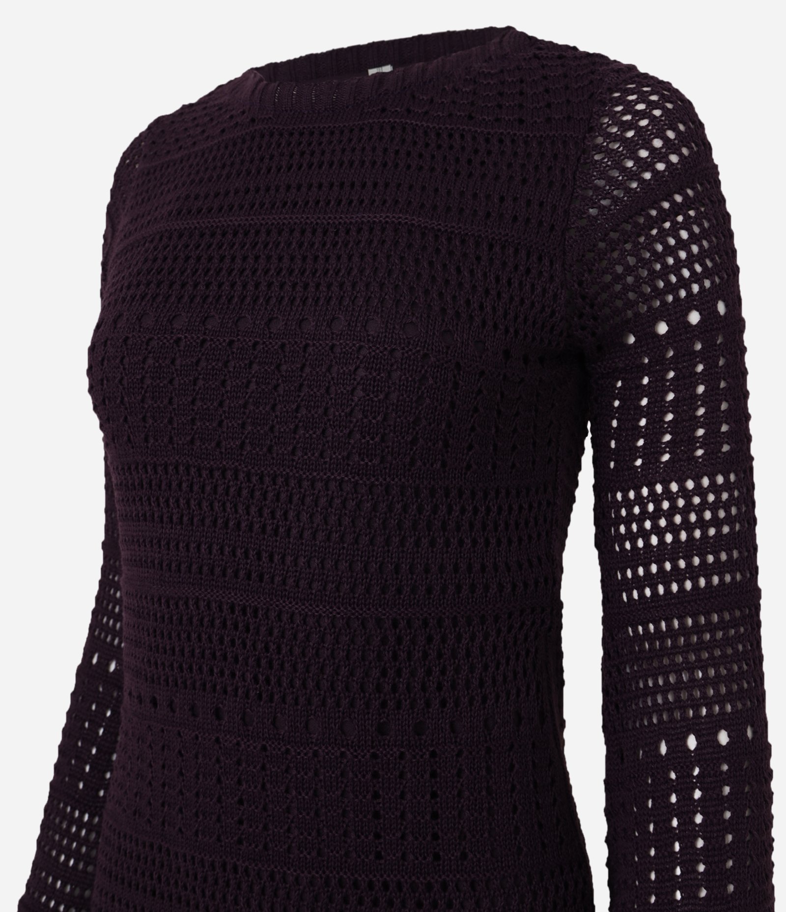 Vestido Long Midi em Tricô com Ponto Vazado nas Mangas Preto 6