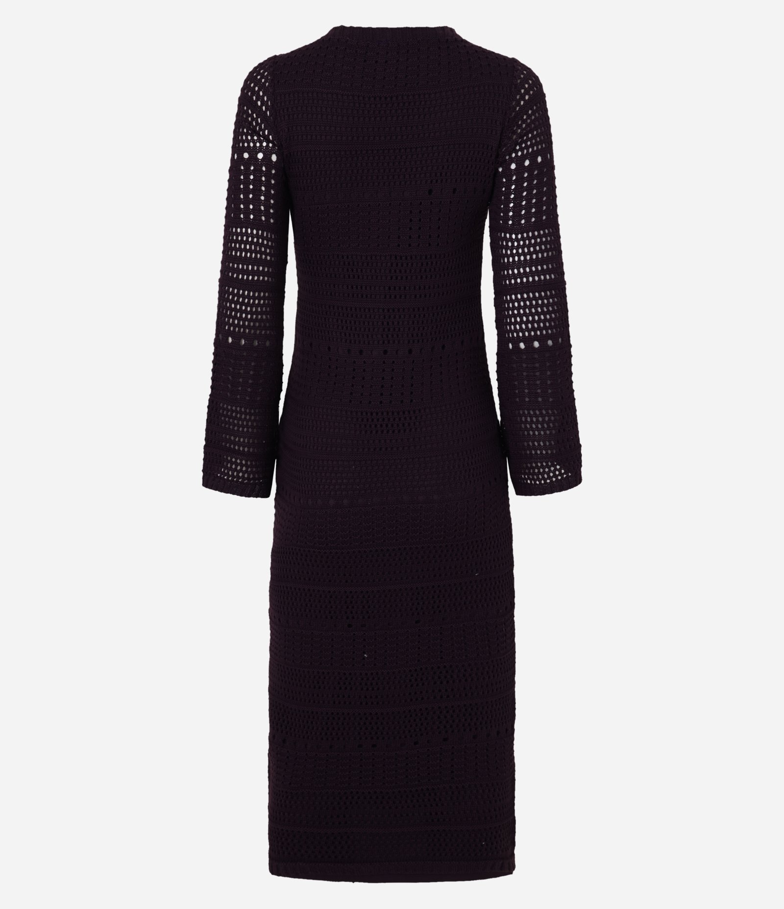 Vestido Long Midi em Tricô com Ponto Vazado nas Mangas Preto 7