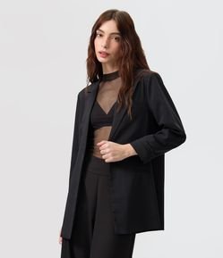 Blazer Alongado em Alfaiataria com Prega nas Mangas