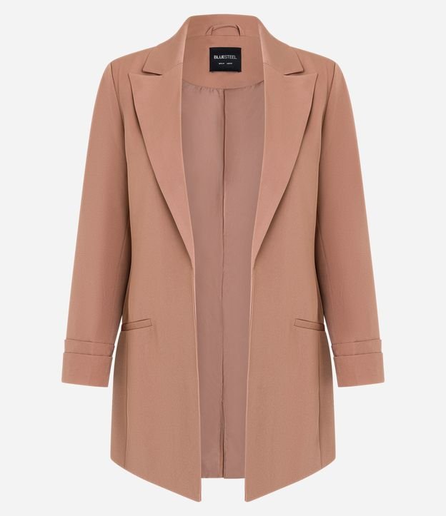 Blazer Oversized Alongado em Alfaiataria com Pregas no Punho